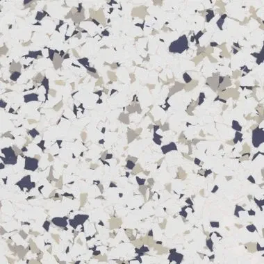 Birch Bark flake epoxy flooring Vancouver — navy white grey beige chip blend