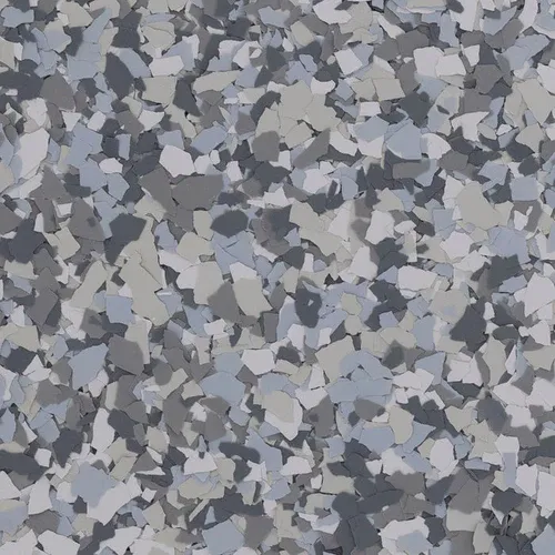 Polar flake epoxy flooring Vancouver — light grey white chip blend