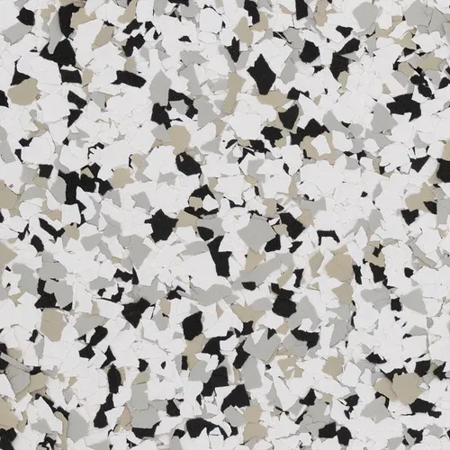 Quicksilver flake epoxy flooring Vancouver — dark grey chip blend