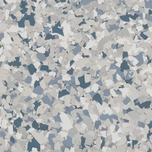 Tidal Wave flake epoxy flooring Vancouver — pale blue grey white chip blend