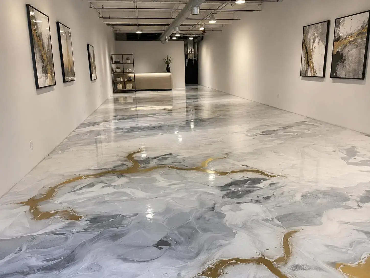 Retail showroom metallic epoxy floor Vancouver