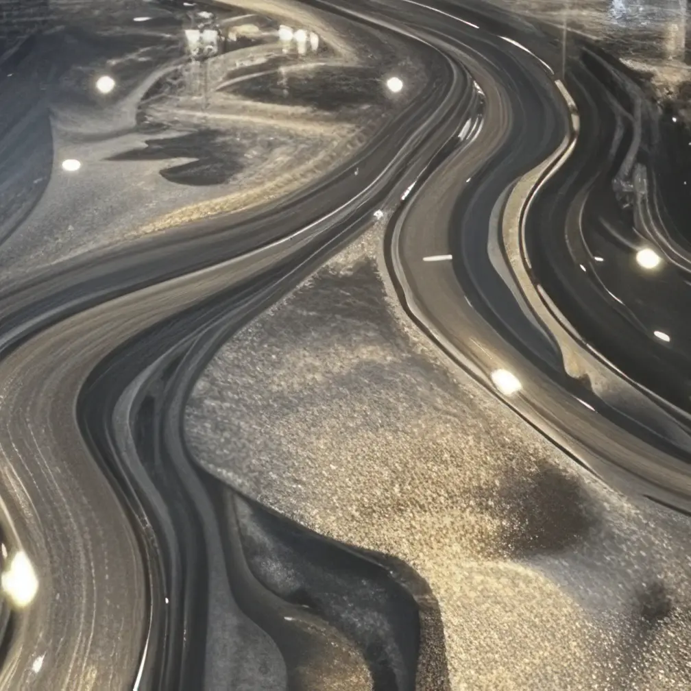 Metallic epoxy floor coating Vancouver — black gold silver swirl finish