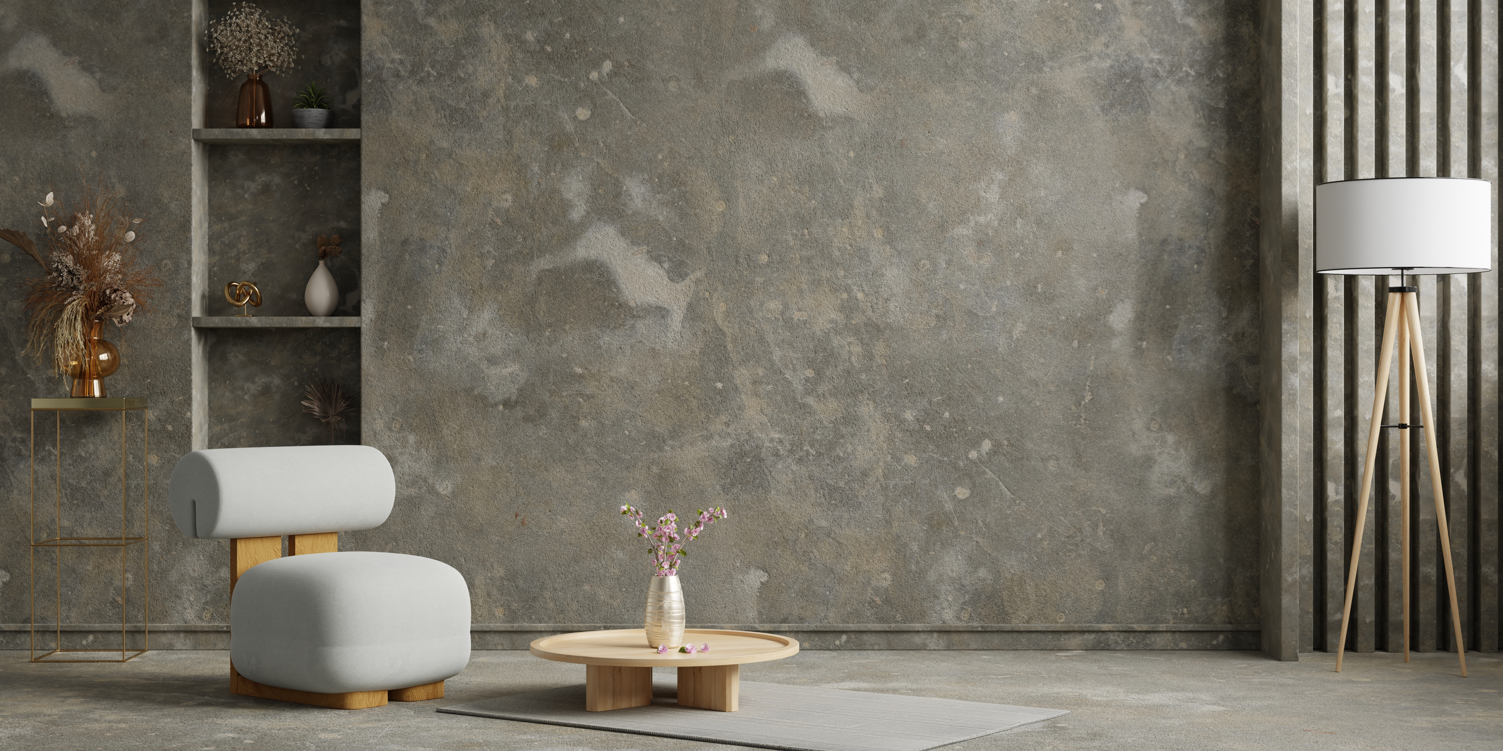 Microcement feature wall Vancouver — seamless concrete wall finish in modern interior