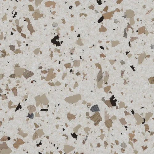Plateau terrazzo epoxy flooring Vancouver — cream base with tan and brown chips